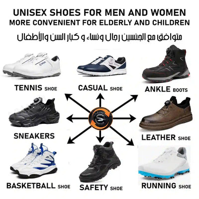 Automatic Rotator Shoelaces for Casual & Work Shoes - Easy Tie Elastic & Release Unisex - Black - Asfour store